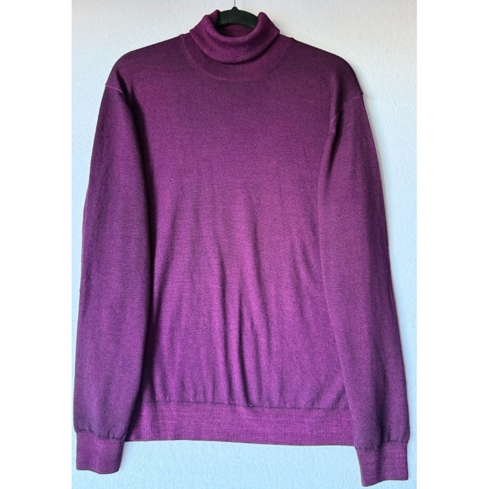 Ferrante‎ Sweater Women Medium Purple Turtle Neck  100% Extra Fine Merino Wool